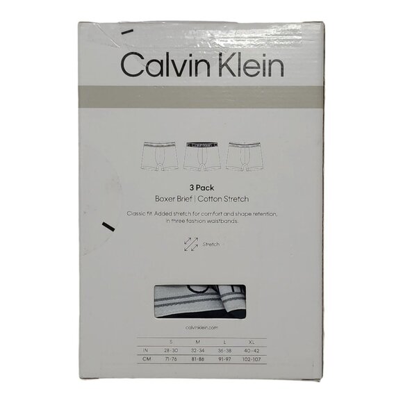 Calvin Klein Mens 3-Pack Boxer Briefs Size Large Cotton Stretch Orange Gray Navy - Picture 4 of 8
